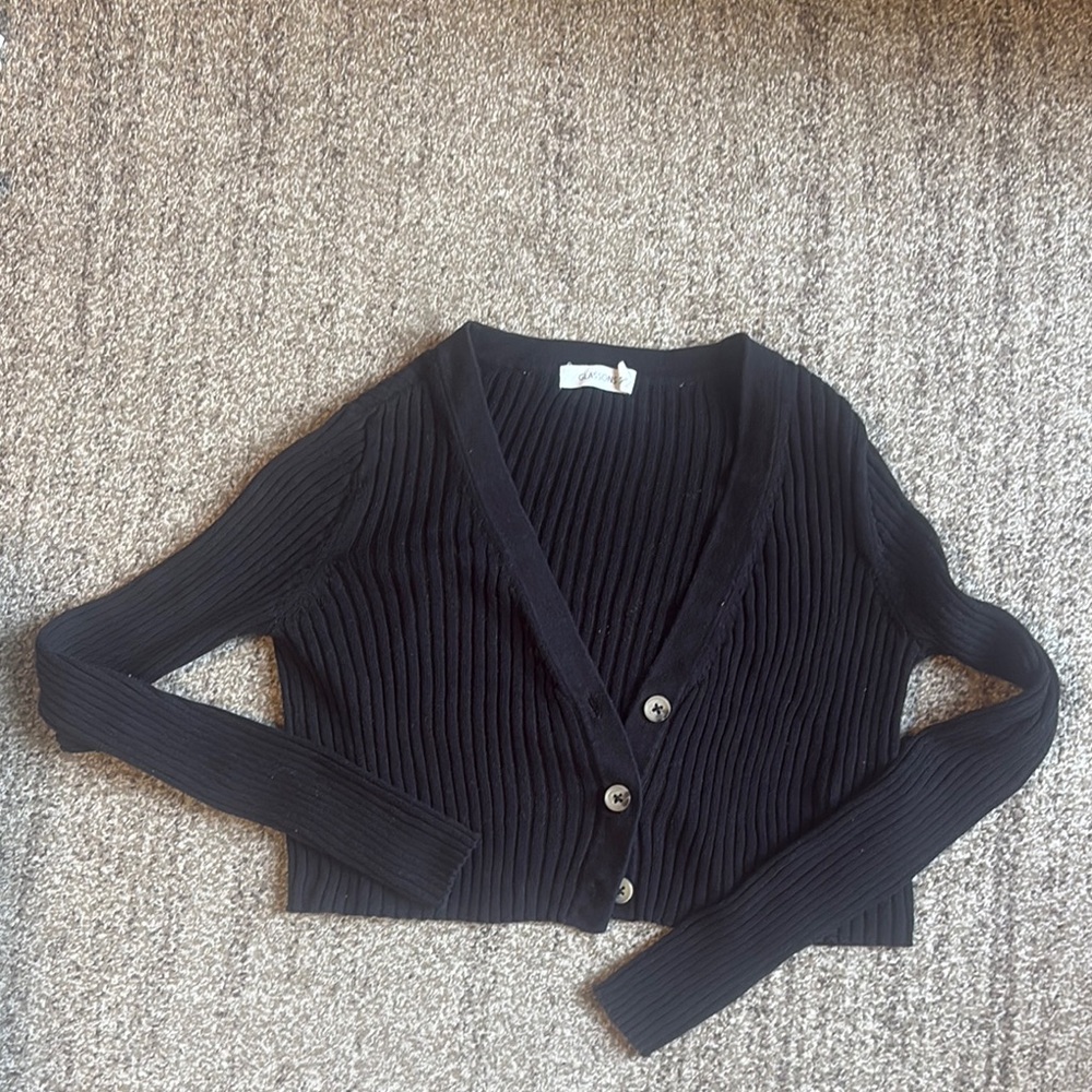 Glassons Black Chunky Knit Cropped Cardigan